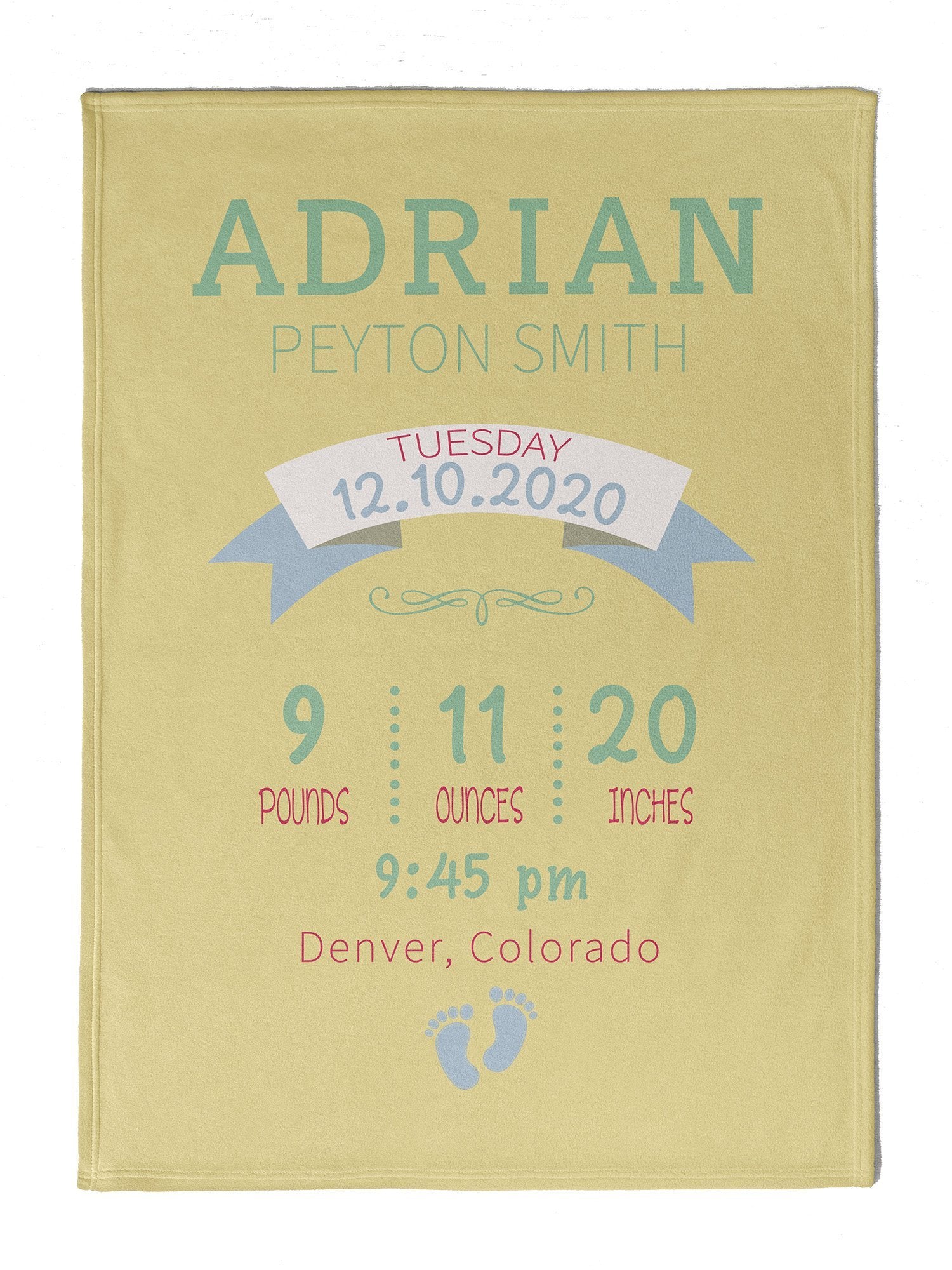 Personalized Plush Fleece Baby Announcement Banner Blanket