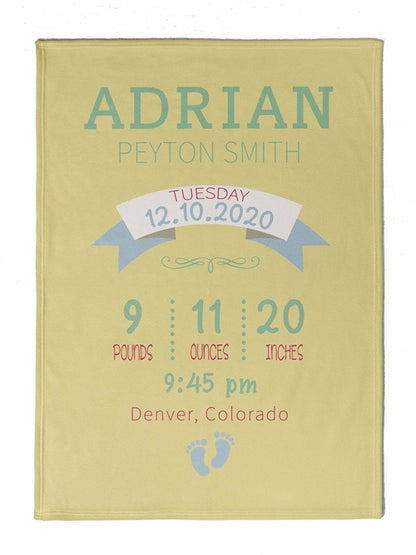 Personalized Plush Fleece Baby Announcement Banner Blanket