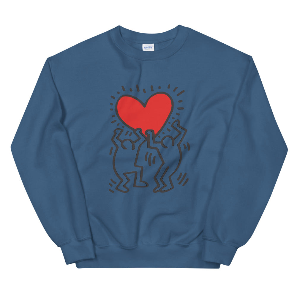Keith Haring Men Holding Heart Icon, Street Art Unisex Sweatshirt - Pirend