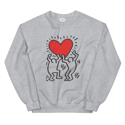 Keith Haring Men Holding Heart Icon, Street Art Unisex Sweatshirt - Pirend