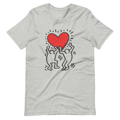 Keith Haring Men Holding Heart Icon, Street Art T-Shirt - Pirend