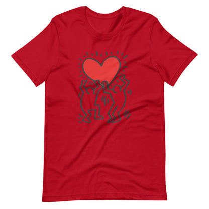 Keith Haring Men Holding Heart Icon, Street Art T-Shirt - Pirend